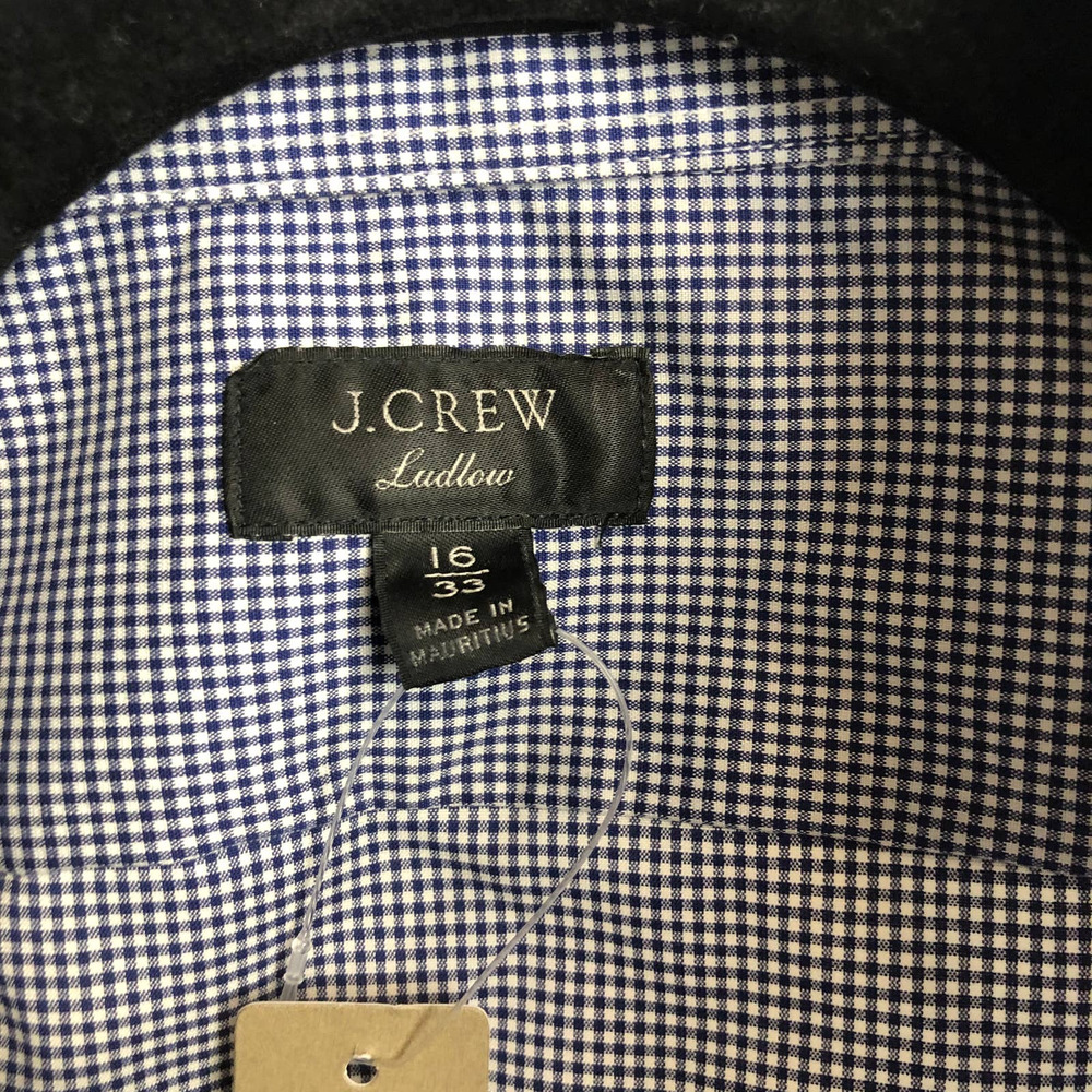 J.Crew Dress Shirt Mens Ludlow Blue Micro Checkered Button Up Long Sleeve Small